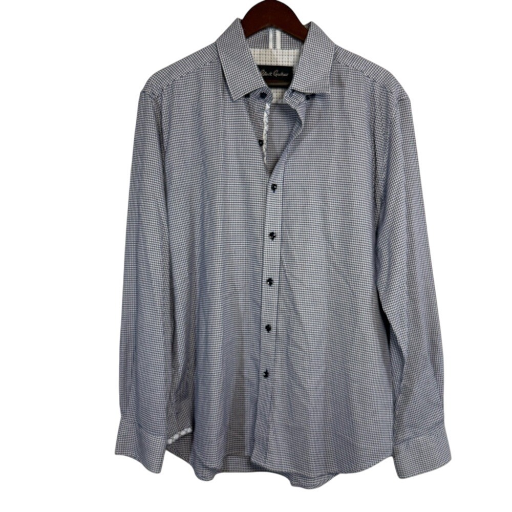 Robert Graham 2XL Houndstooth Print Modern Americana Men's Tailored Dress Shirt